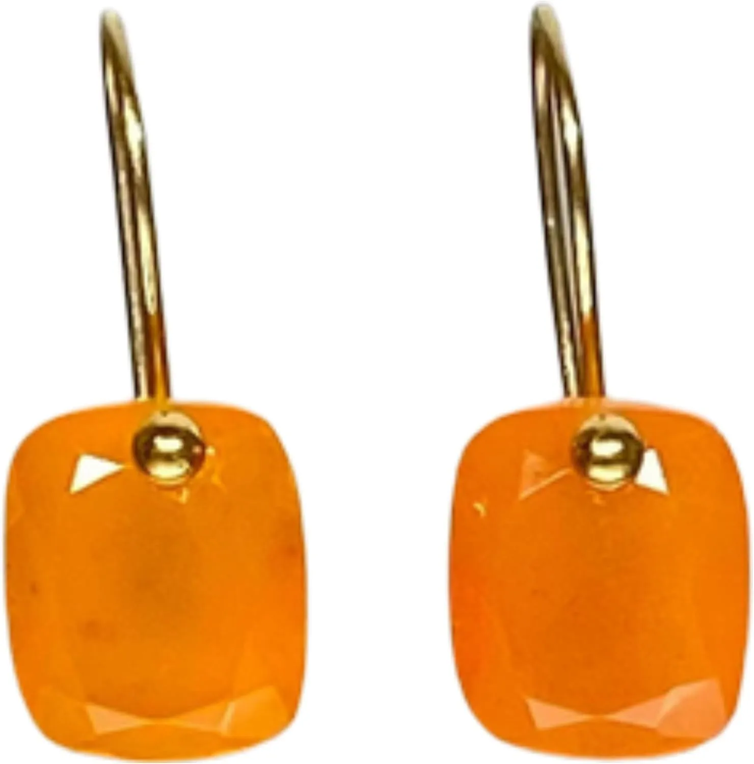 14K Solid Gold Small Carnelian Dangle Earrings July Birthstone Orange Gemstone Minimalist Earring Rectangle Shape Earring
