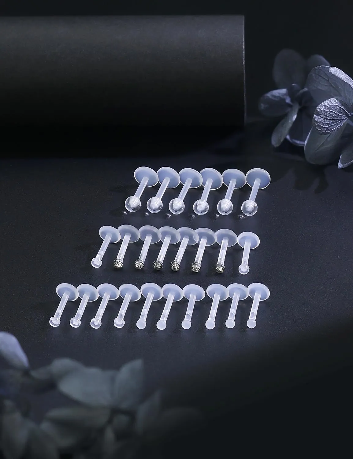 16G Clear Earrings for Sports Plastic Monroe Lip Nose Rings Studs Forward Helix Conch Tragus Cartilage Earrings Studs Medusa Labret Piercing Jewelry Retainer for Surgery Women 6MM 8MM 10MM