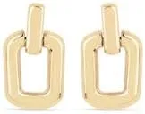 18k Gold Vermeil over Silver Drop Link Halo Earrings JewelryGift For Women - Rectangular 18k Gold Over 925 Sterling Silver Minimalist and Striking Earrings
