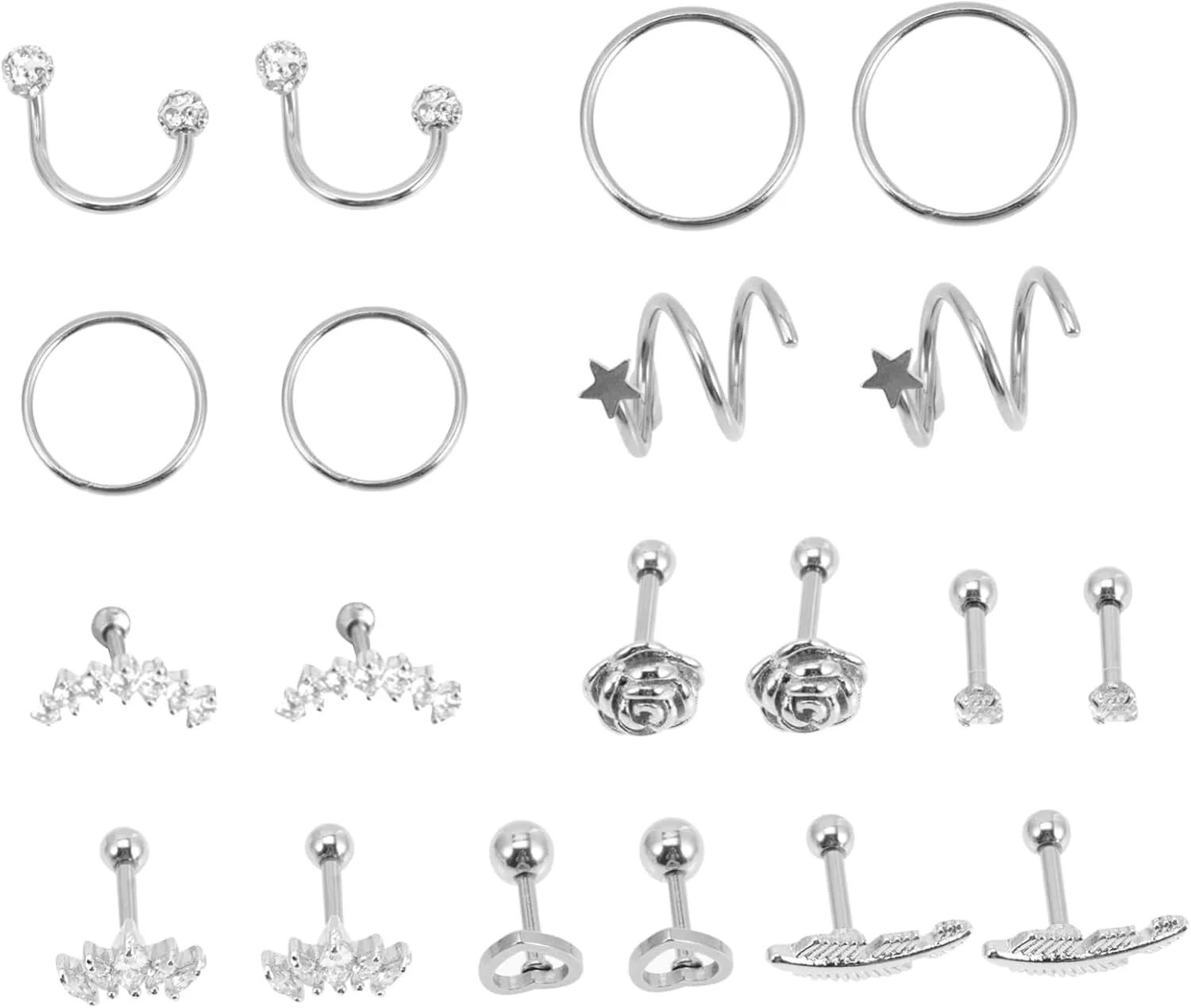 20Pcs Stainless Steel Earrings for Women Ear Studs Minimalist Jewelry for Everyday Wear present for Special Occasions