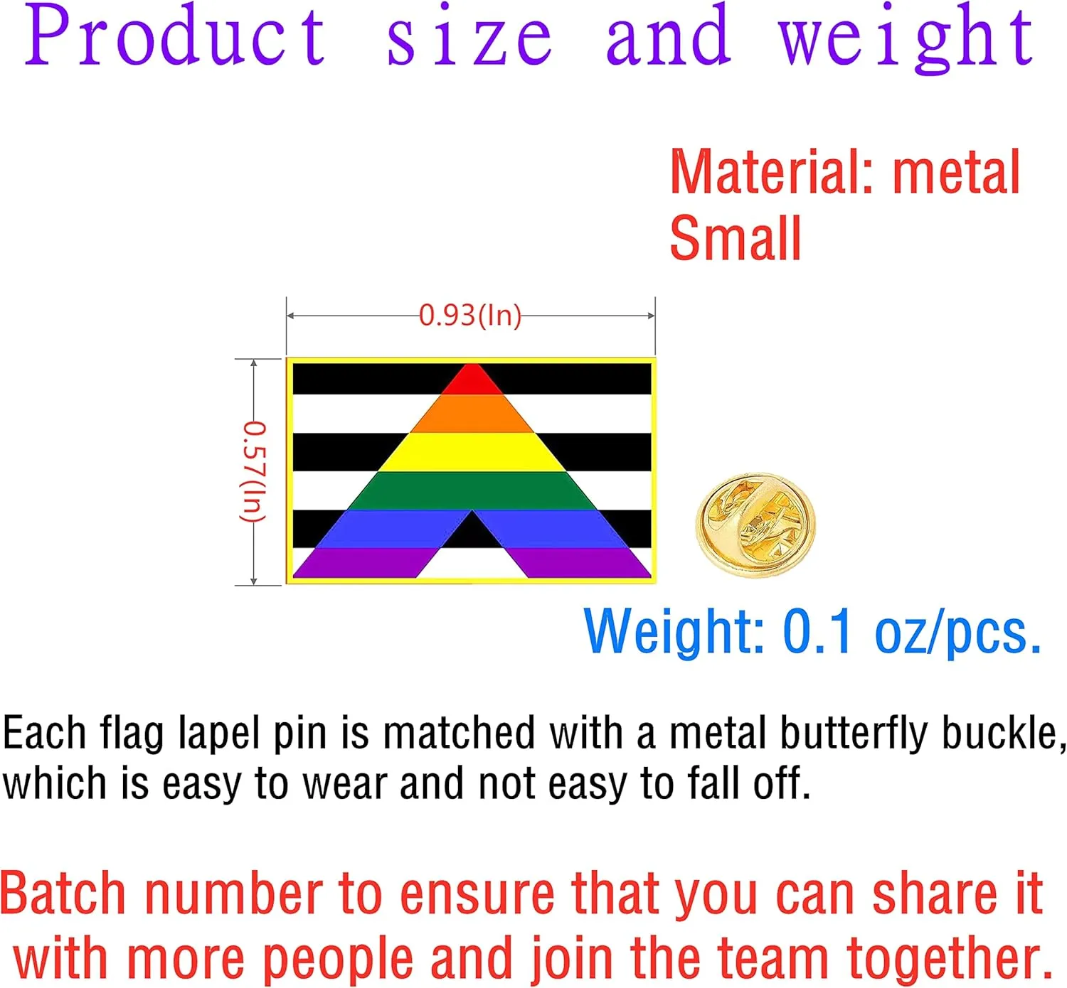 25/50/100pcs Small Rectangular Straight Pride pin Rainbow LGBTQ Flag Lapel pins bulk