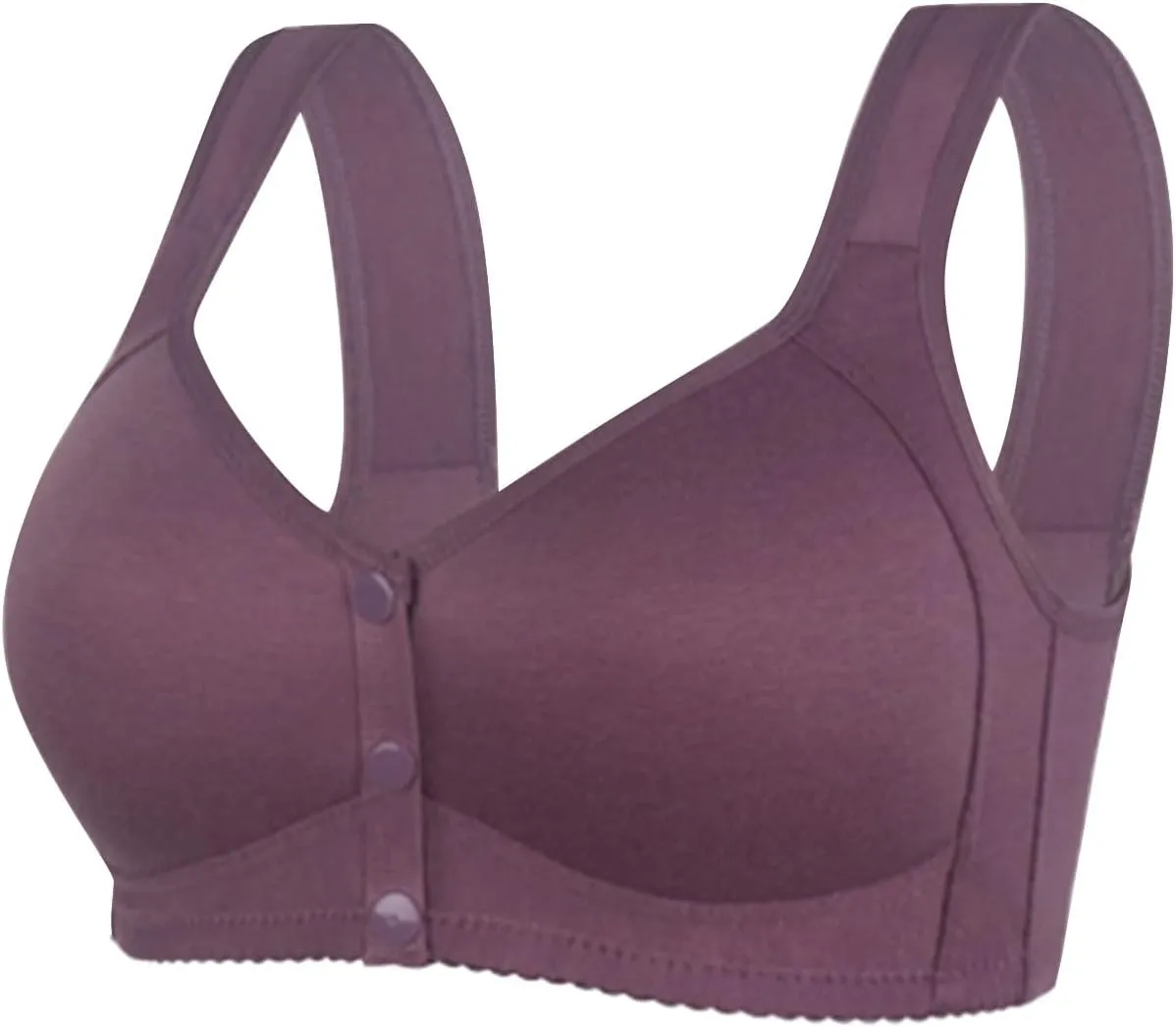 3 Pack Daisy Bra, Everyday Cozy Bras, Everyday Cotton Front Button Snap Bras Lace Unpadded Plunge Floral Easy Close Bras