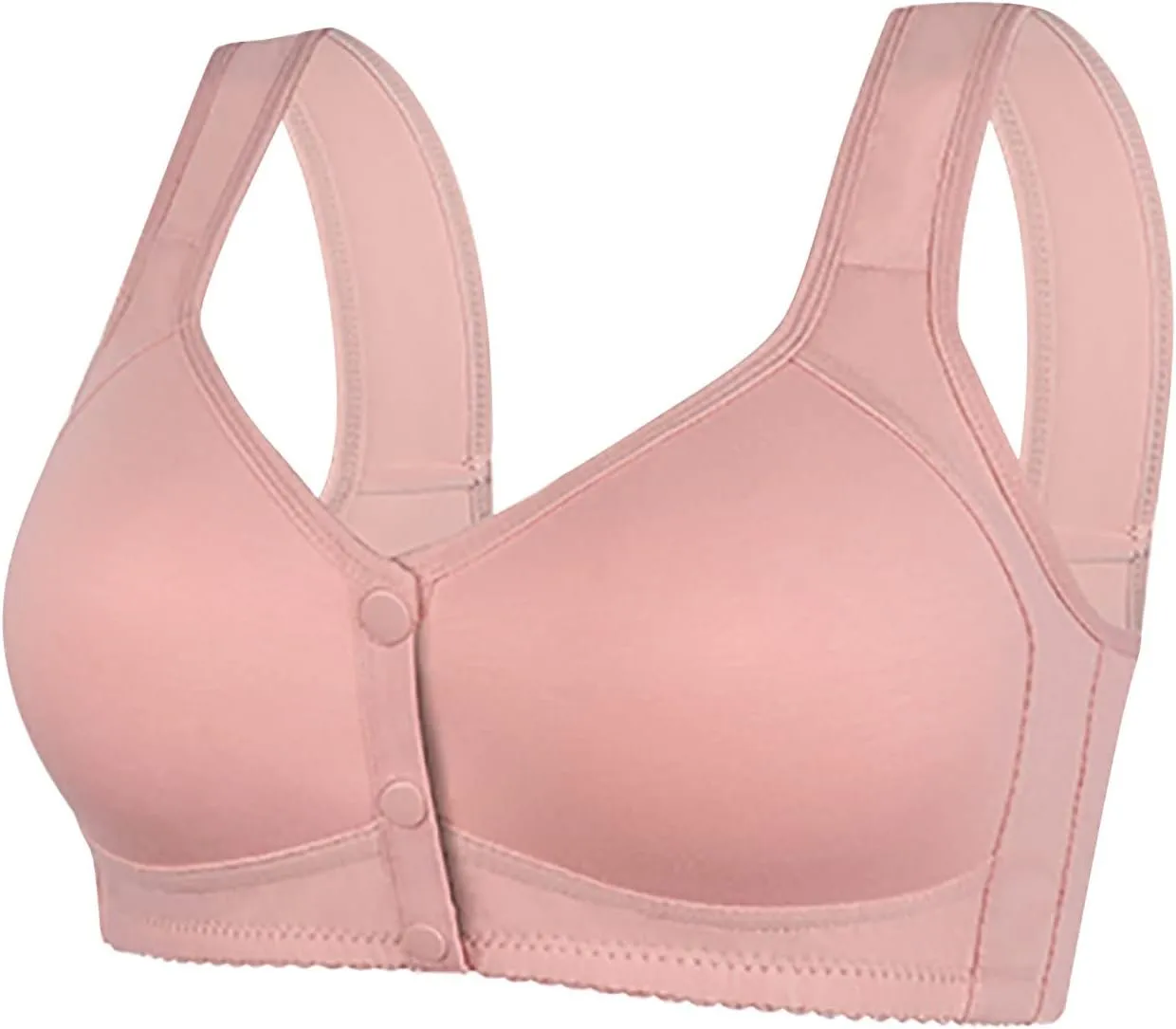 3 Pack Daisy Bra, Everyday Cozy Bras, Everyday Cotton Front Button Snap Bras Lace Unpadded Plunge Floral Easy Close Bras