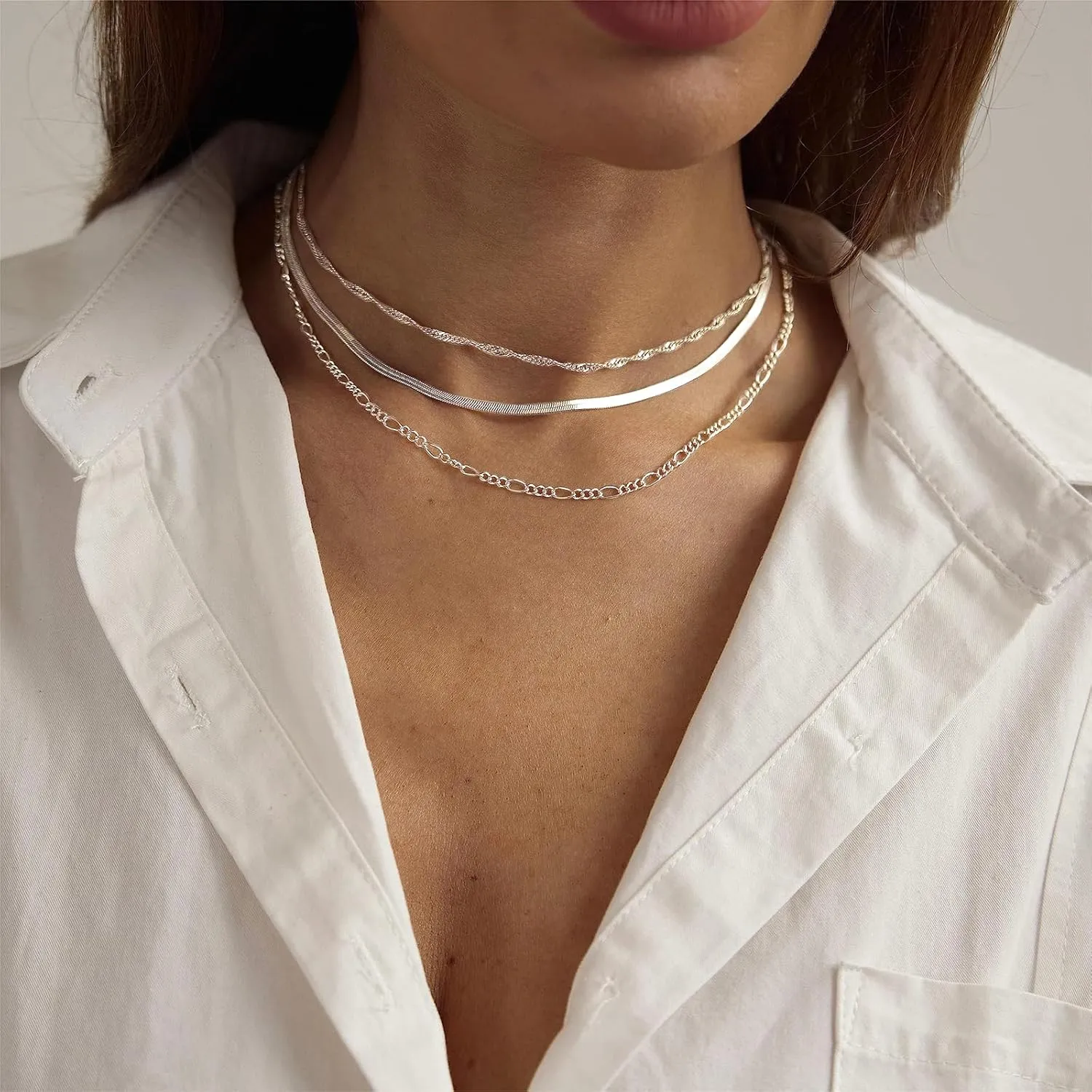 3PCS 18K Gold Plated Layered Necklaces for Women, Bead Coin Bar Pendant Necklace Set- Chain, Choker & Layered Snake Necklaces -Dainty Gold/Silver Choker Necklace for Women Trendy with a Gift Box