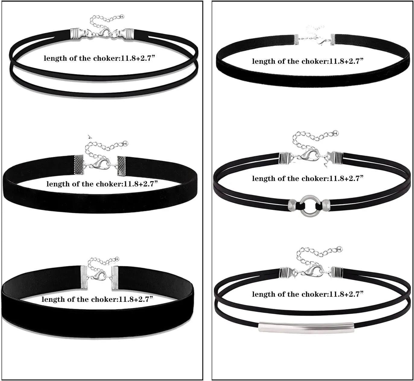 4PCS Black Choker for Women Black Lace Velvet Chocker Set Layered Classic Choker Necklace Velvet Collar Adjustable Gothic Chokers