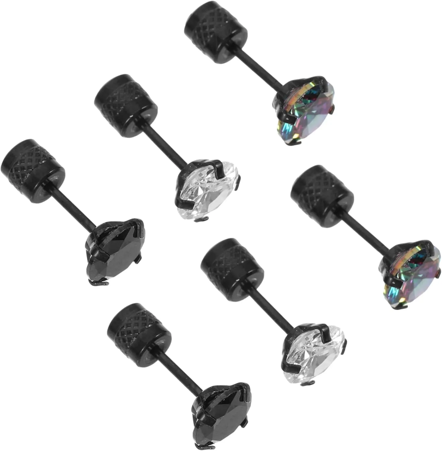 6 Pairs Simple Zircon Earrings Cubic Zirconia Earrings for Men Earrings Studs for Men Mens Earring