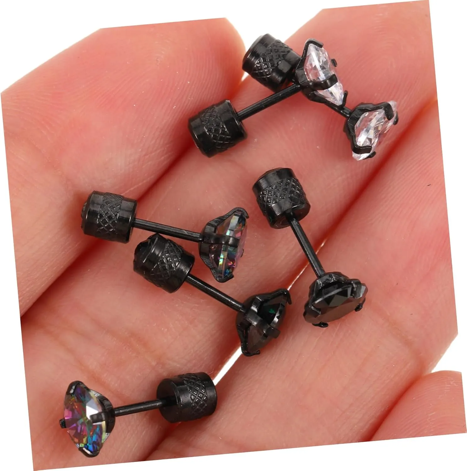 6 Pairs Simple Zircon Earrings Cubic Zirconia Earrings for Men Earrings Studs for Men Mens Earring