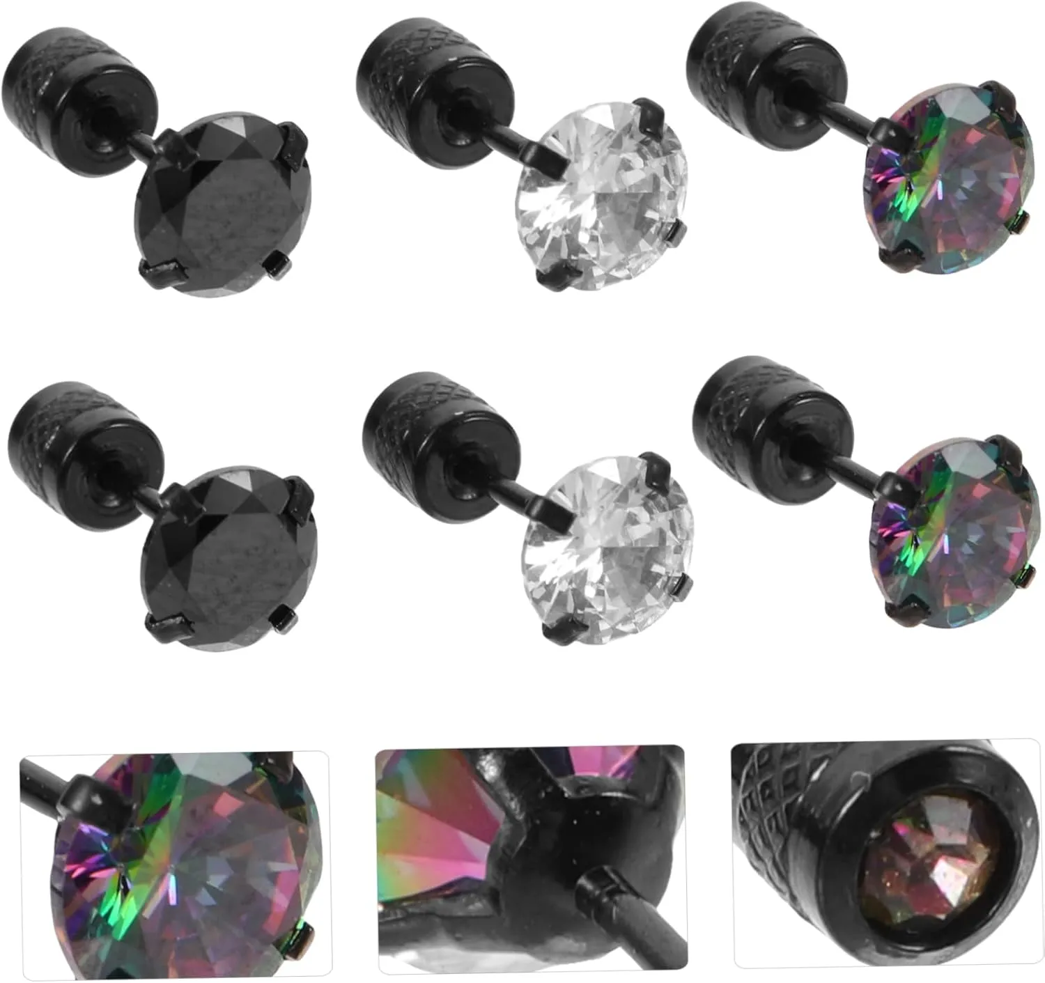 6 Pairs Simple Zircon Earrings Cubic Zirconia Earrings for Men Earrings Studs for Men Mens Earring