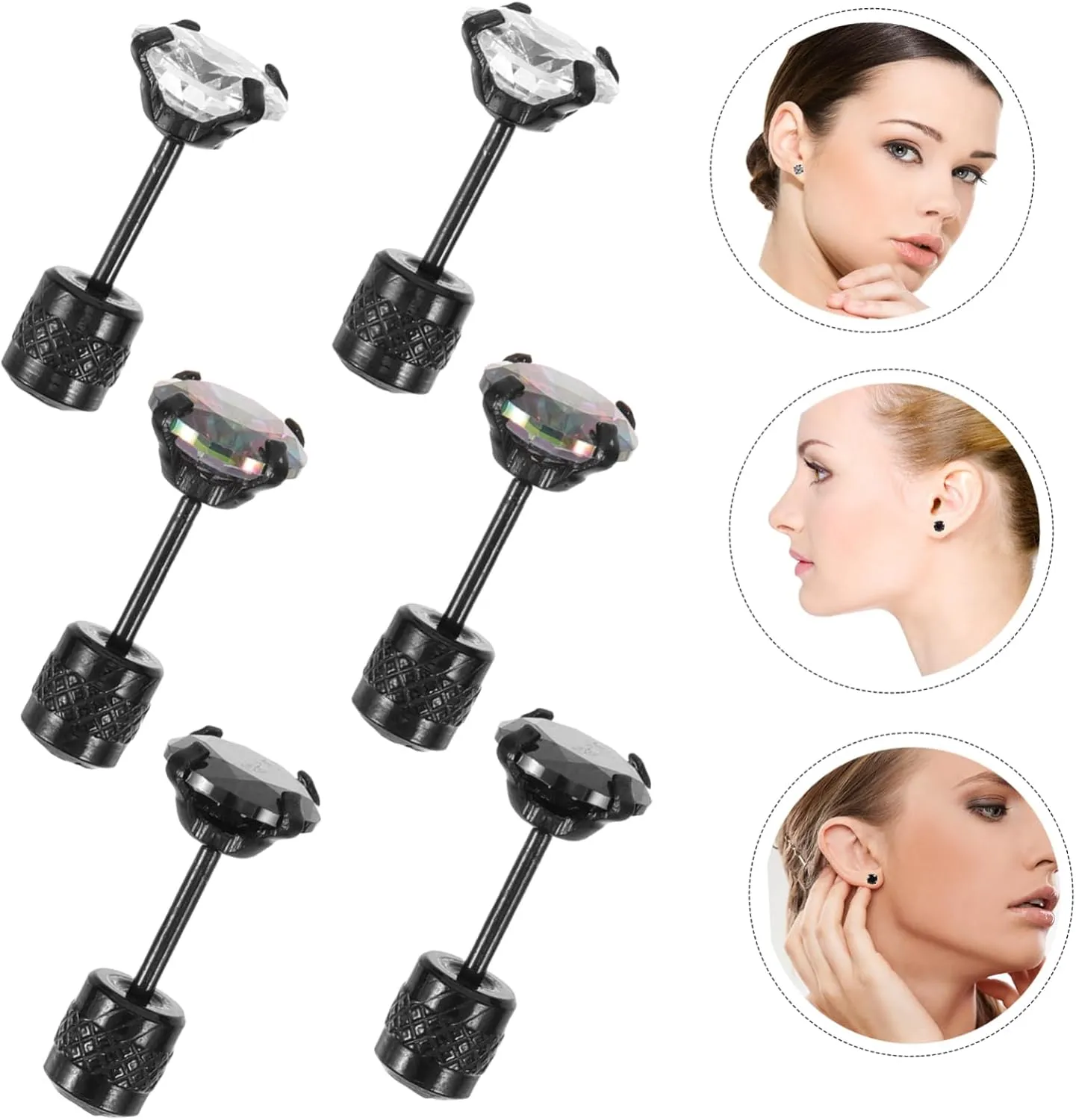 6 Pairs Simple Zircon Earrings Cubic Zirconia Earrings for Men Earrings Studs for Men Mens Earring