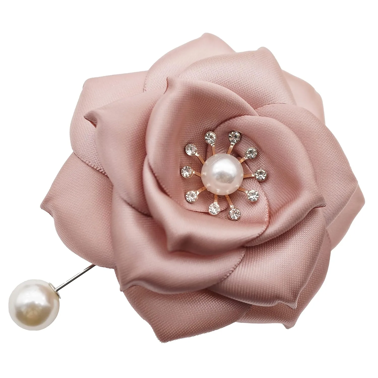 8.5cm COLOURFUL SILK Country Rose Flower Brooch Pin By NhanDo Handmade  Floral Brooch Pin, Handmade Gift Ideas, Gift for her, Gift For Mom, Bridesmaid gift, valentines day gifts (Dusty Pink)