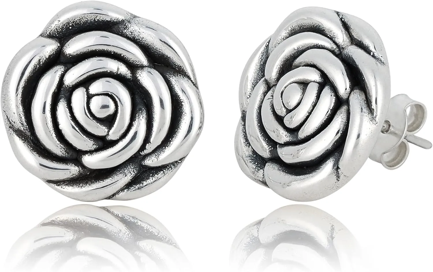 925 Sterling Silver Rose Stud Earrings for Women with Secure Pushback | Lightweight Stud Earrings for Women | Hypoallergenic Flower Studs Earring for Ladies by MAX   STONE