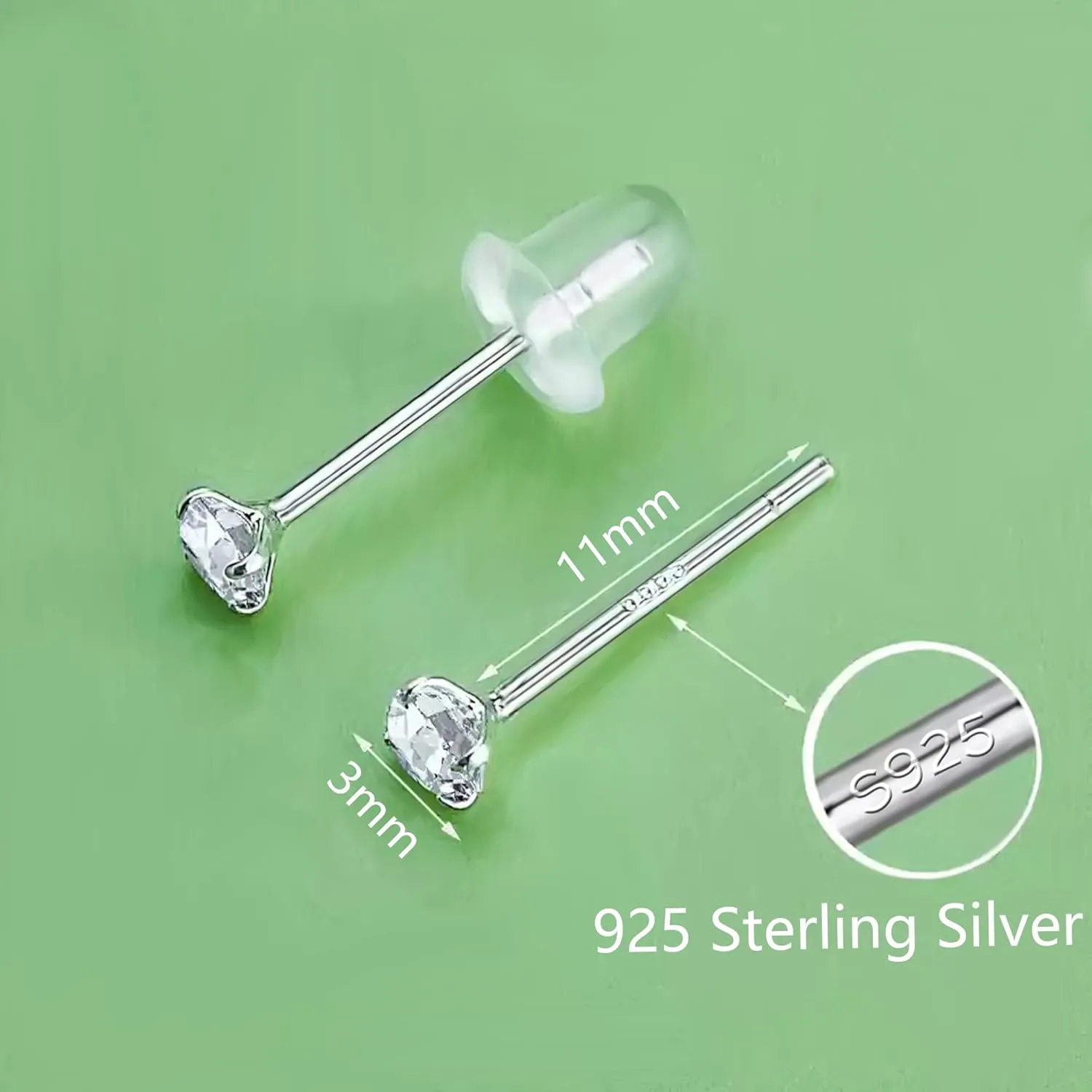 925 Sterling Silver Stud Earrings for Women CZ Studs Earrings Cubic Zirconia Earrings Studs Hypoallergenic Earrings for Women