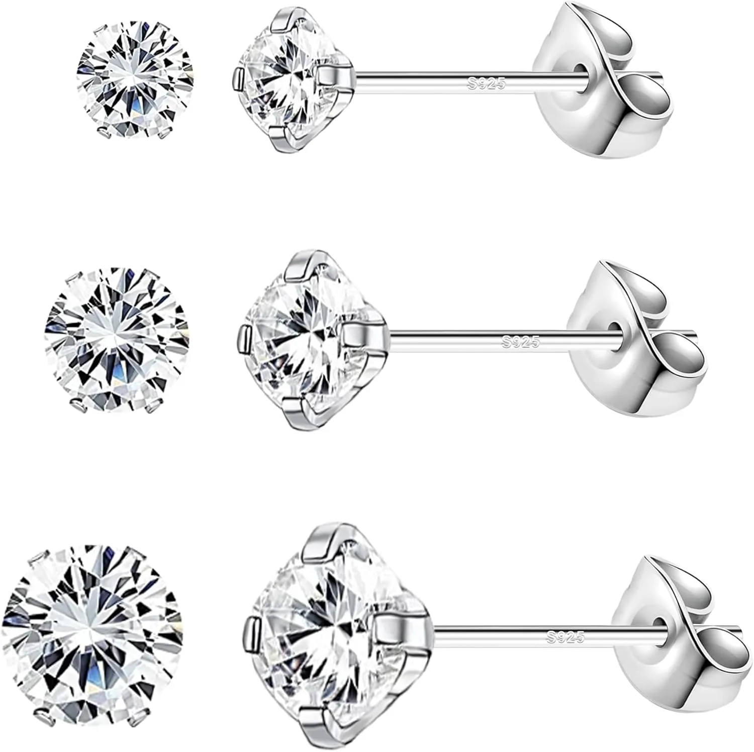 925 Sterling Silver Stud Earrings for Women CZ Studs Earrings Cubic Zirconia Earrings Studs Hypoallergenic Earrings for Women