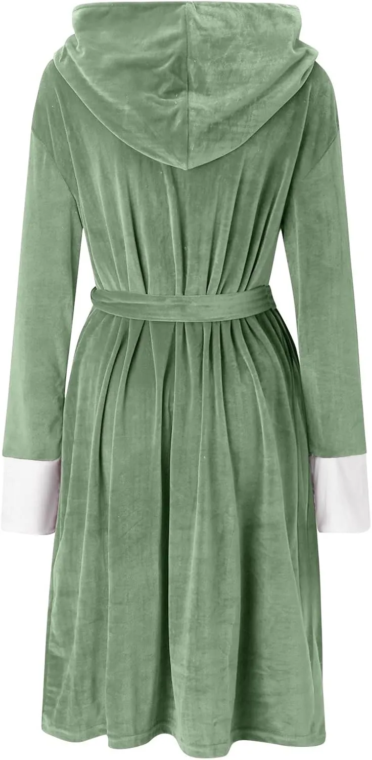 AMDBEL Plus Size Robes for Women, Womens Long Robe Warm Fleece Plush Bathrobe Ladies Sleepwear Pajamas Housecoat Nightgown