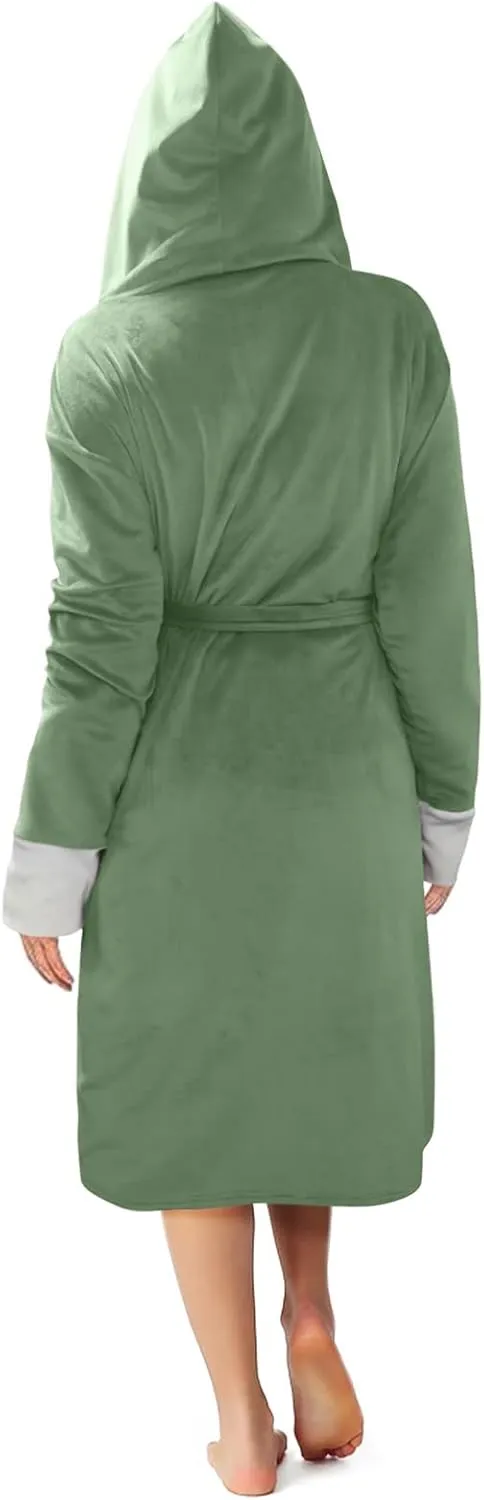 AMDBEL Plus Size Robes for Women, Womens Long Robe Warm Fleece Plush Bathrobe Ladies Sleepwear Pajamas Housecoat Nightgown