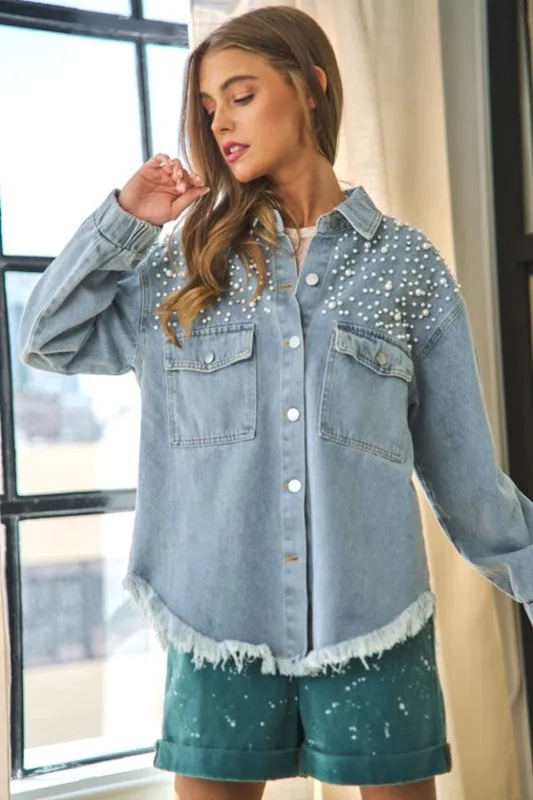 Annva Women Button Down Denim Blouse