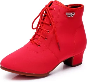 AOQUNFS Latin Dance Boots Low Heel Ballroom Tango Performance Practice Teaching Dancing Shoes for Women