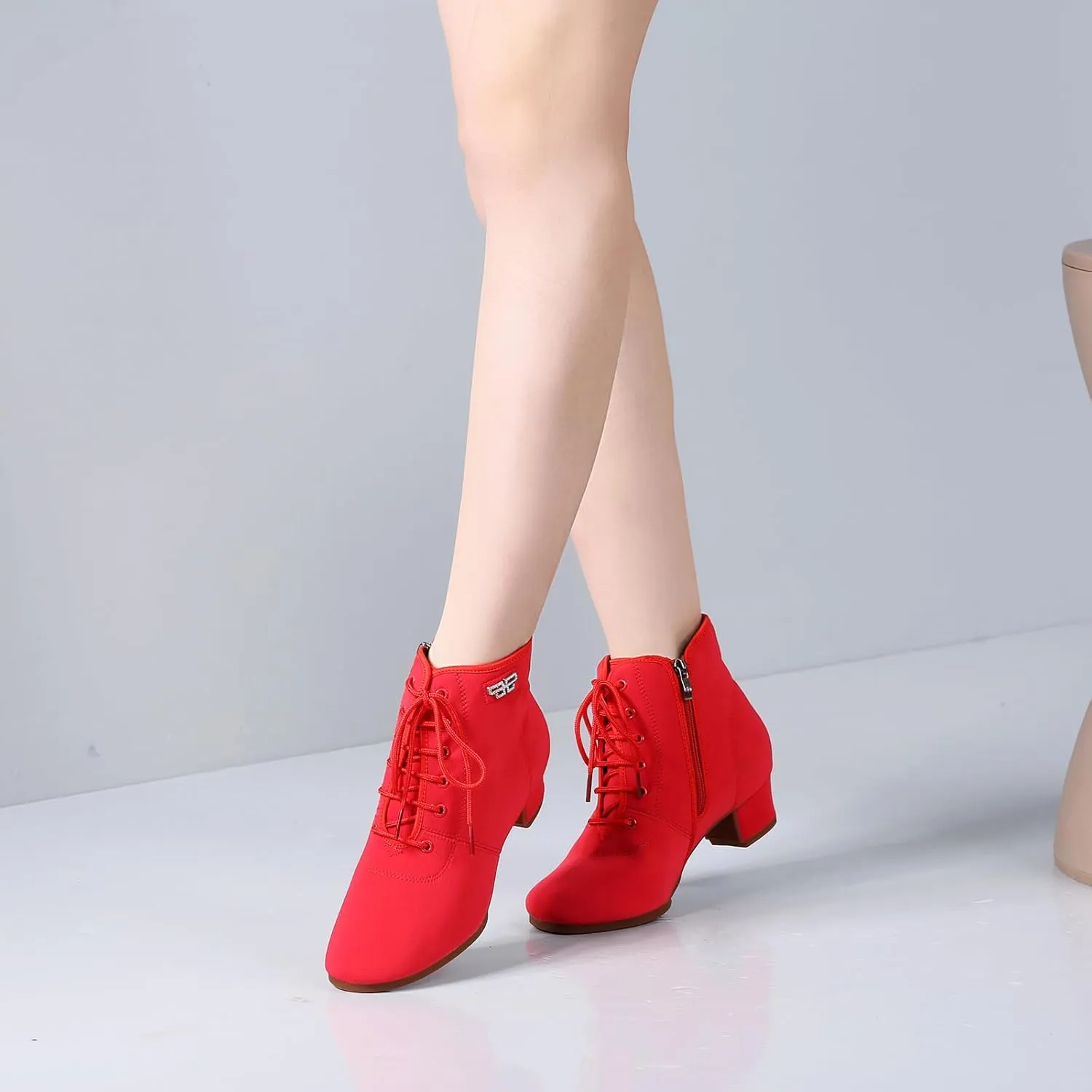 AOQUNFS Latin Dance Boots Low Heel Ballroom Tango Performance Practice Teaching Dancing Shoes for Women