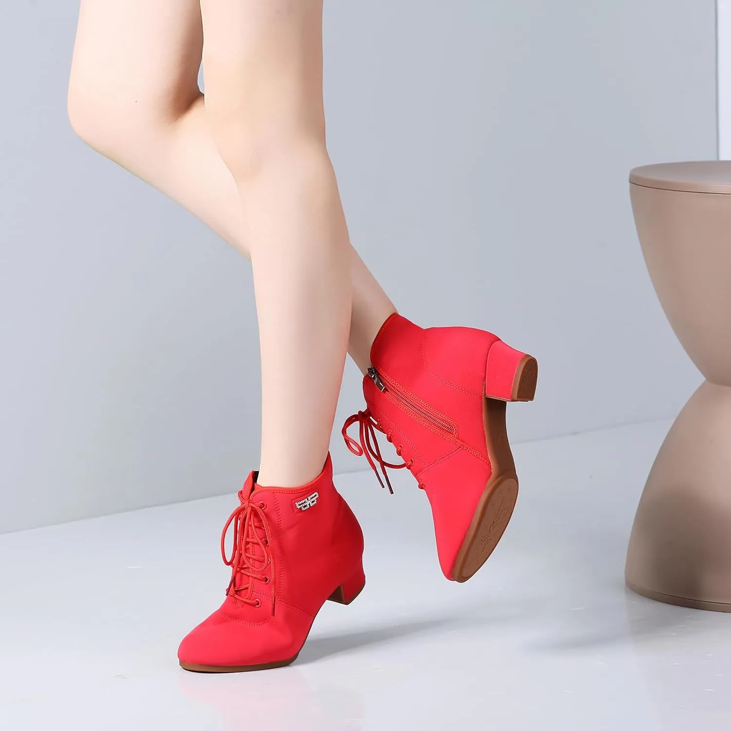 AOQUNFS Latin Dance Boots Low Heel Ballroom Tango Performance Practice Teaching Dancing Shoes for Women