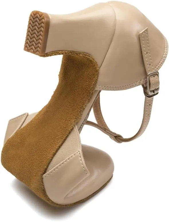 AOQUNFS Women Ballroom Dance Shoes Closed Toe Leather Walts Salsa Latin Dancing Shoes,D29