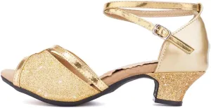 AOQUNFS Women Ballroom Dance Shoes Latin Salsa Practice Performance Low Heel Dancing Shoes,DY01