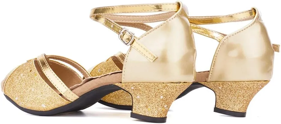 AOQUNFS Women Ballroom Dance Shoes Latin Salsa Practice Performance Low Heel Dancing Shoes,DY01