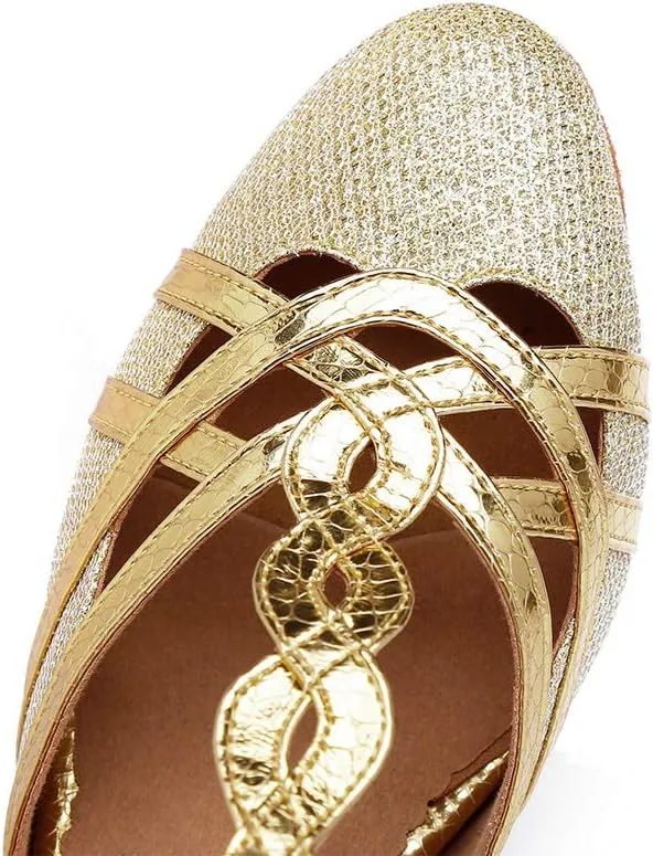 AOQUNFS Women Ballroom Dance Shoes Latin Salsa Practice Performance Low Heel Dancing Shoes,L322