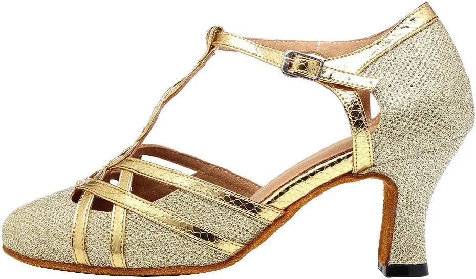 AOQUNFS Women Ballroom Dance Shoes Latin Salsa Practice Performance Low Heel Dancing Shoes,L322
