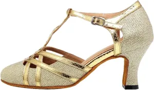 AOQUNFS Women Ballroom Dance Shoes Latin Salsa Practice Performance Low Heel Dancing Shoes,L322