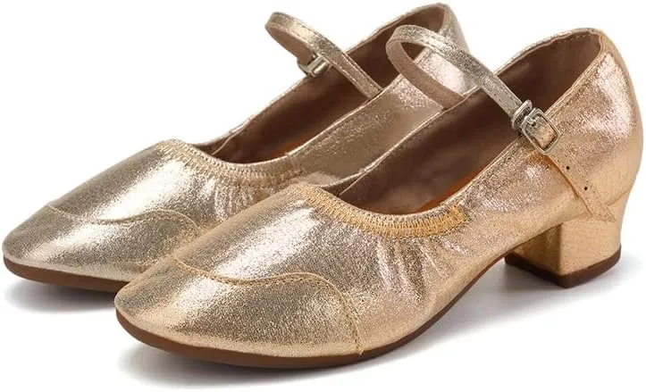 AOQUNFS Women's Latin Dance Shoes Close Toe Ballroom Salsa Performance Pratice Dancing Shoes