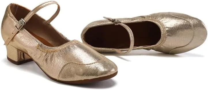 AOQUNFS Women's Latin Dance Shoes Close Toe Ballroom Salsa Performance Pratice Dancing Shoes