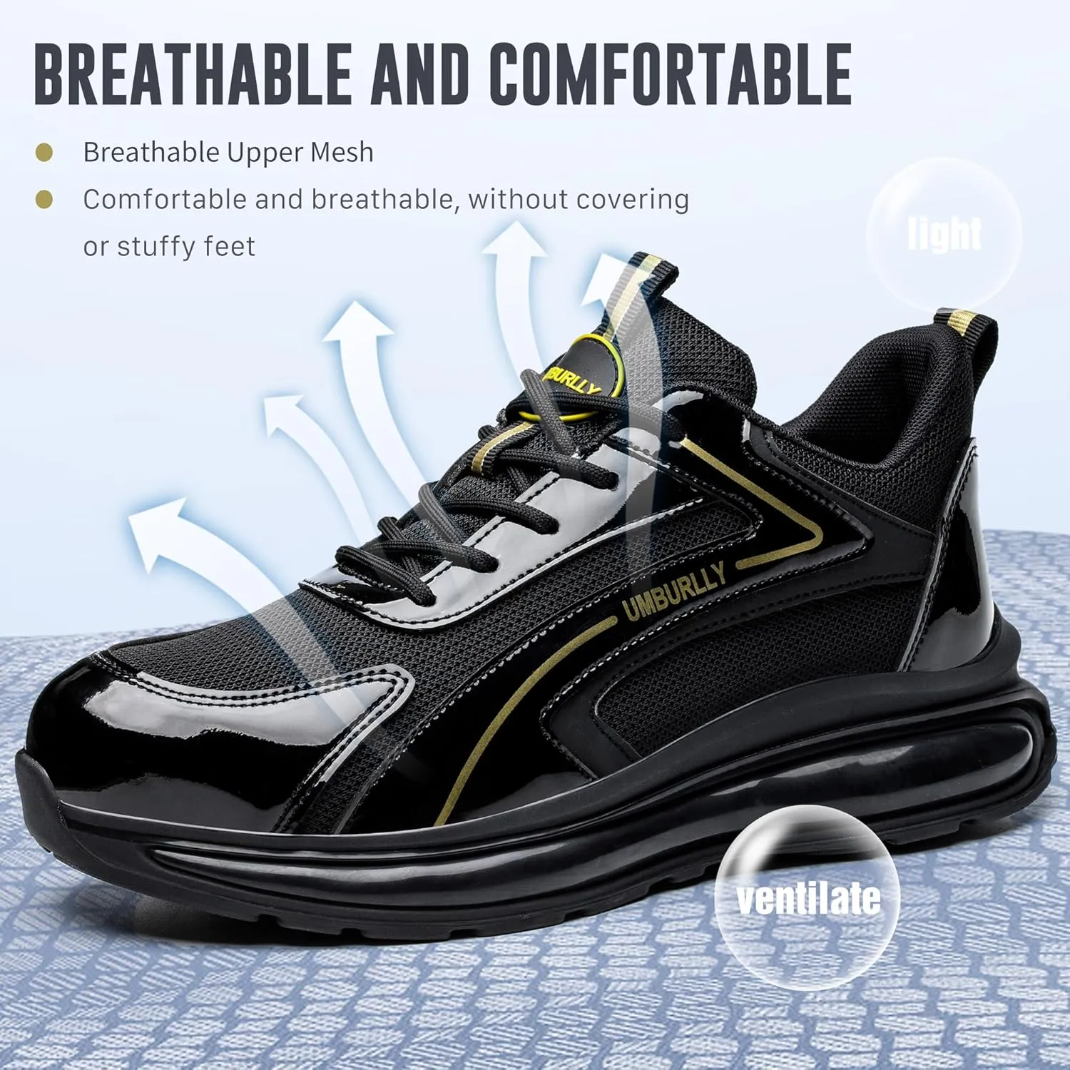 Asiman Steel Toe Shoes for Men Indestructible Work Shoes Lightweight Steel Toe Sneakers for Women Non Slip Breathable Safety Shoes Puncture Proof Composite Toe Shoes