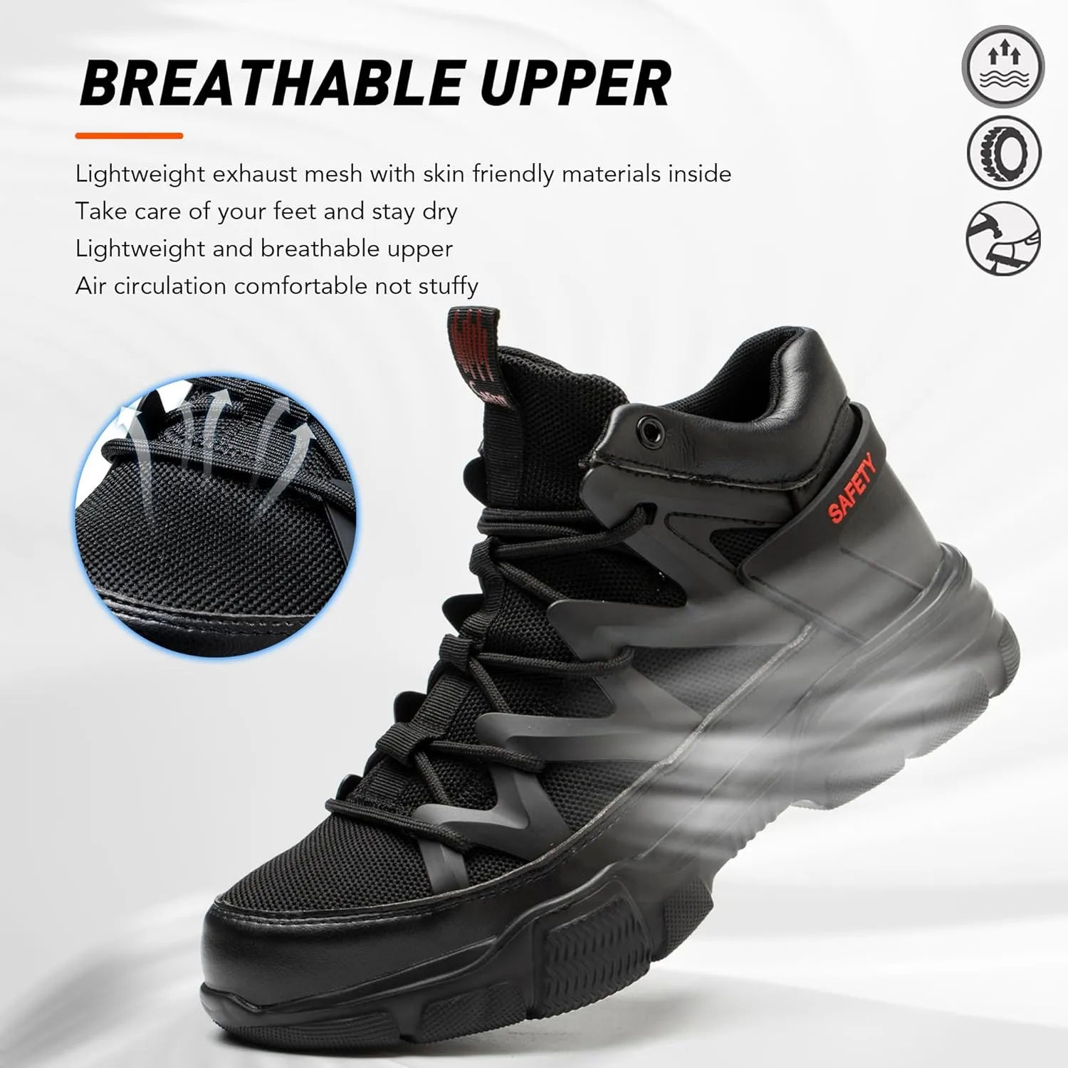 Asiman Steel Toe Shoes for Men Women Indestructible Lightweight Comfortable Safety Work Shoes Slip-Resistant Composite Toe Construction Boots