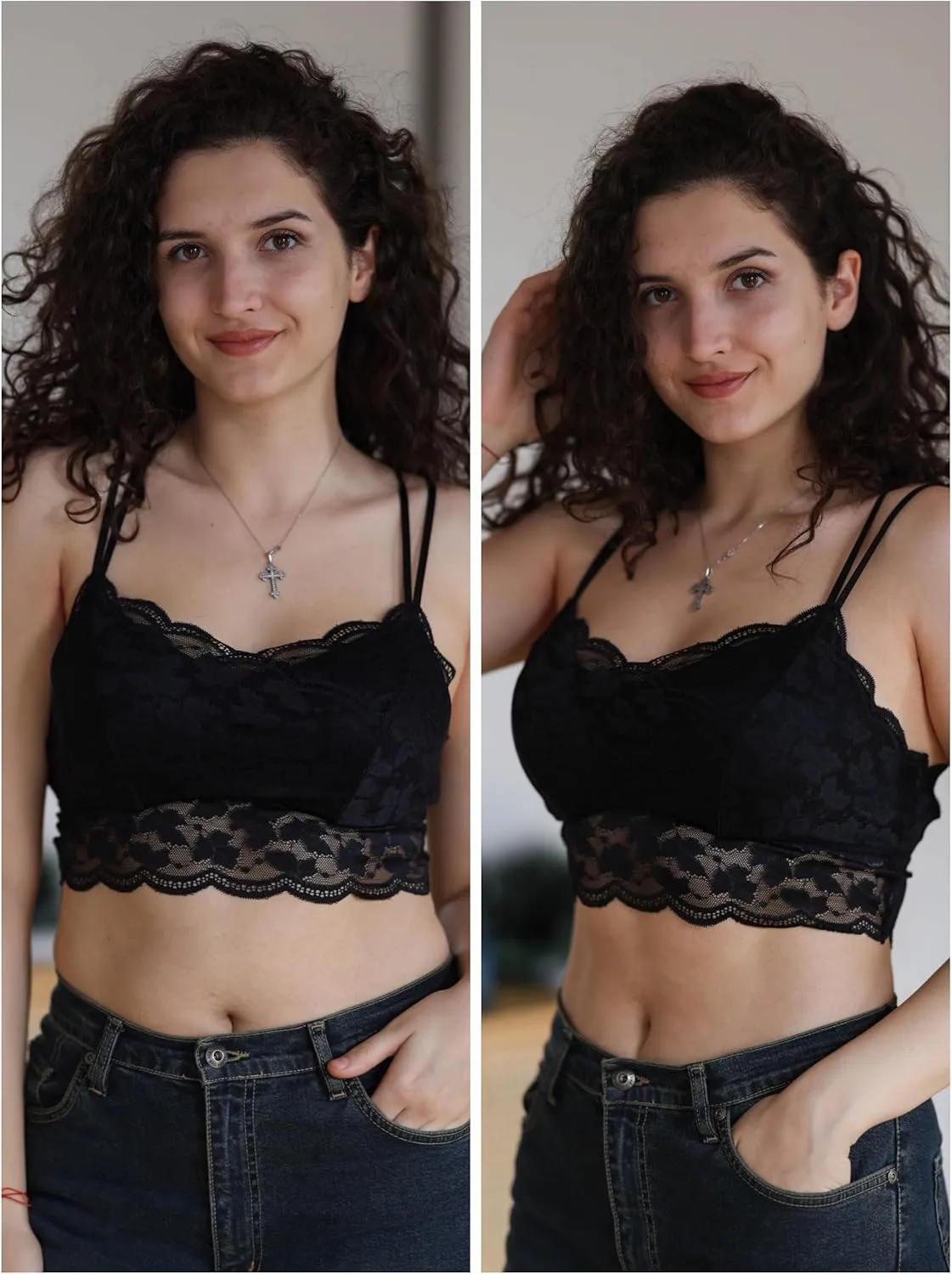 Avidlove Bralettes for Women Lace Camisole V Neck Double-Layered Y2K Adjustable Strap Tank Cami Crop Top
