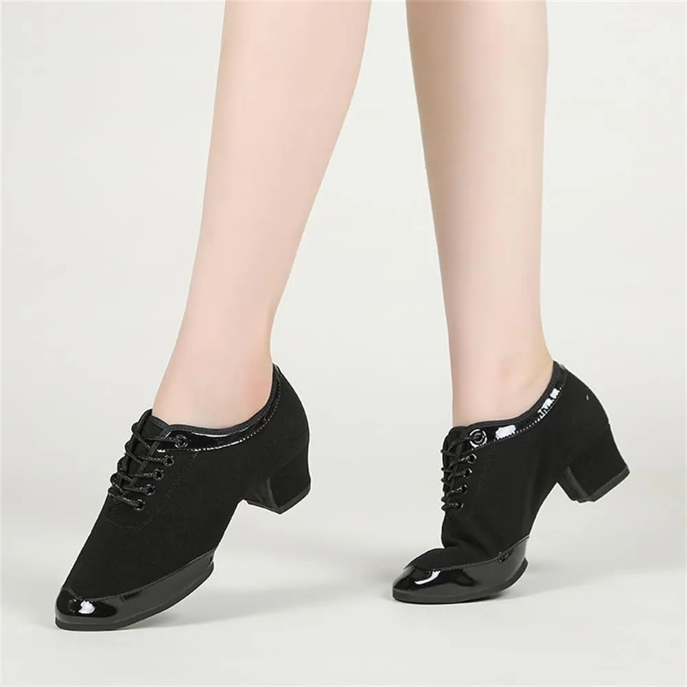 Ballroom Dance Shoes for Ladies Girls, Lace-Up Modern Performance Dance Shoes Suede Sole Practice Teaching Shoes