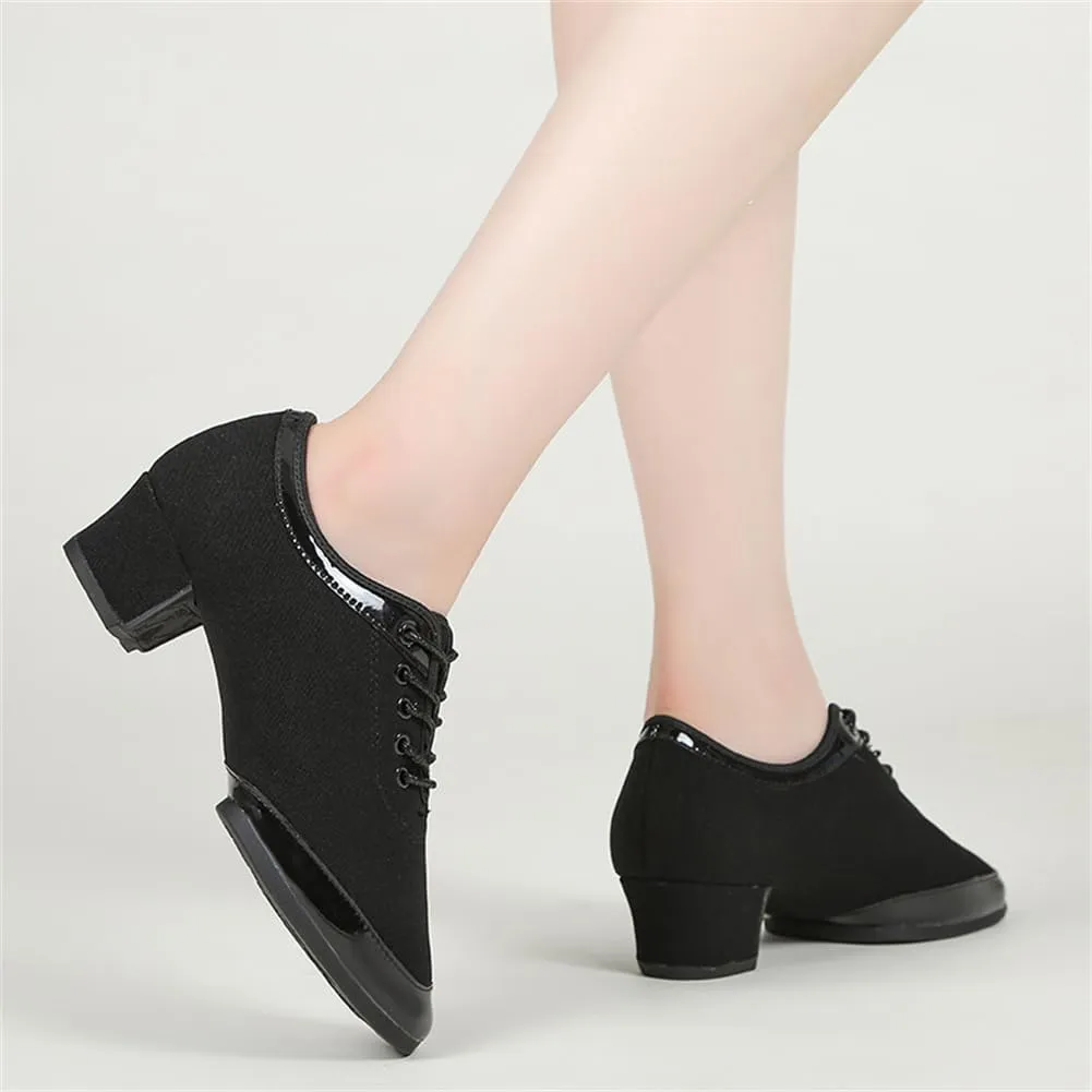 Ballroom Dance Shoes for Ladies Girls, Lace-Up Modern Performance Dance Shoes Suede Sole Practice Teaching Shoes