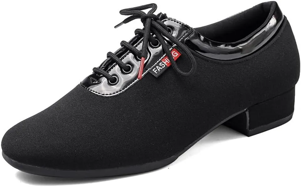Ballroom Dance Shoes Lace-Up Latin Performance Dancing Shoes 1" Heel Closed Toe Practice Teaching Shoes for Men