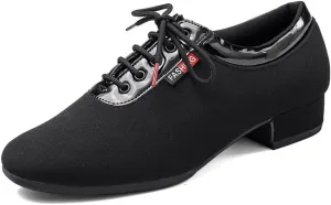 Ballroom Dance Shoes Lace-Up Latin Performance Dancing Shoes 1" Heel Closed Toe Practice Teaching Shoes for Men