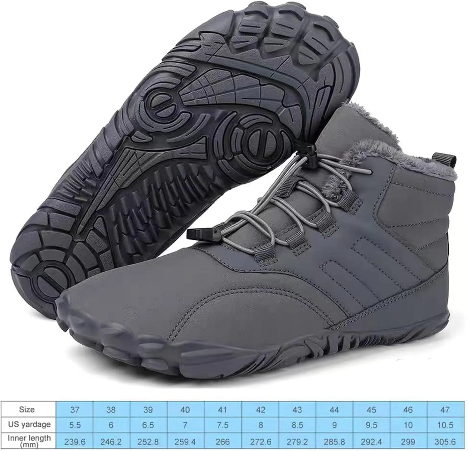 Barefoot Shoes Winter Men Women Waterproof Trail Running Shoes Warm Lined Winter Shoes Unisex Outdoor Non-Slip Winter Depth Work Camping