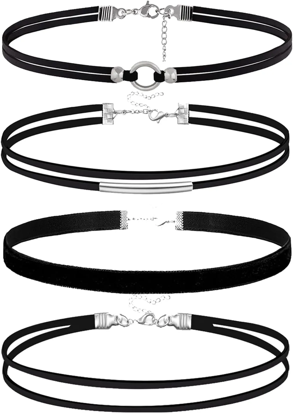 Black Choker Necklaces Set: Adjustable Black Velvet Chokers for Women Gothic Accessories