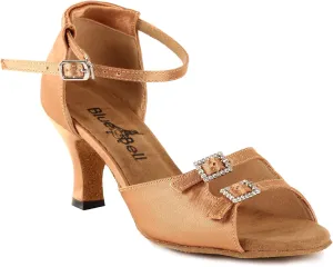 Blue Bell Shoes Handmade Women's Ballroom Latin Salsa Competition Dance Shoes-Mary-3" Heel-Tan