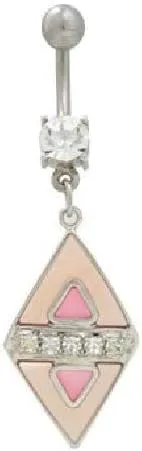 BodyJewelryOnline Dangler Pink Pastel Belly Button Ring 14 Gauge