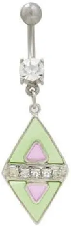 BodyJewelryOnline Dangler Purple and Green Pastel Belly Button Ring 14 Gauge