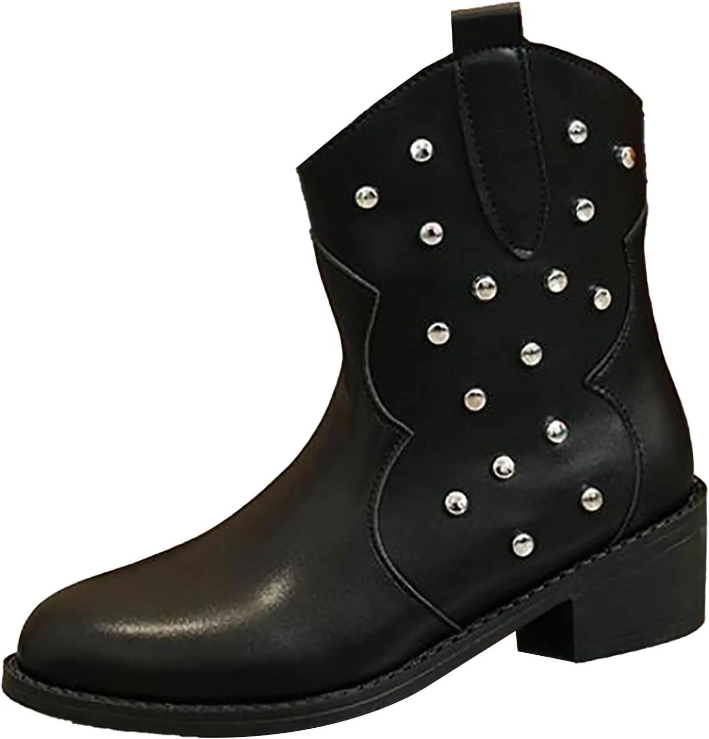 Booties for Women Low Heel Flat Boots Women Chunky Brown Boots Work Boots Black Ankle Boots for Women with Heel Comfort Womens Ankle Booties Low Heel Brown