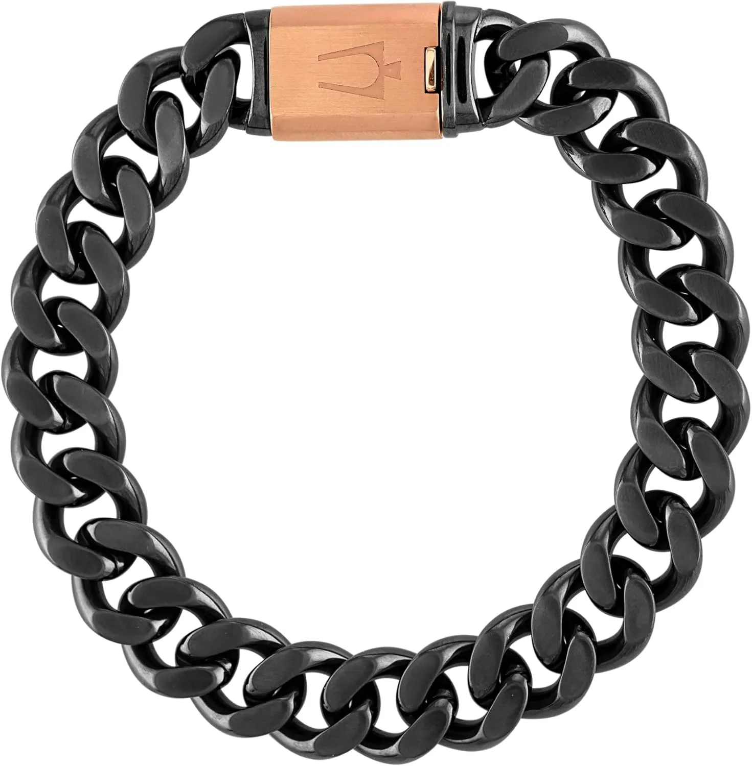 Bulova Jewelry Men's Latin Grammy 13mm Curb Chain Dual Brushed and Polished Gunmetal, 8.5" Bracelet Style:BVB1016-GRSTNA