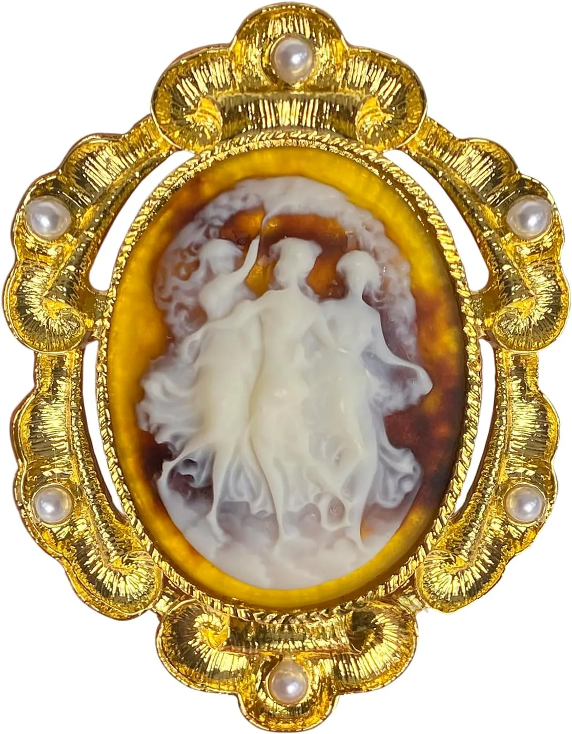 Cameo Brooches for Women Vintage, Brown Cameo Pendant/Brooch Pin, Victorian Lady Cameo Brooch Maiden Graces Angel Romance