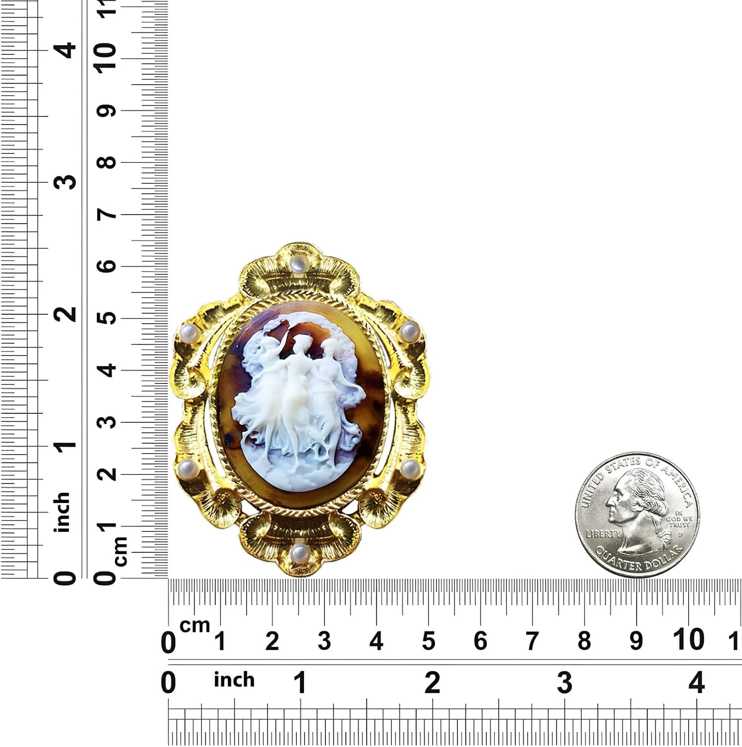 Cameo Brooches for Women Vintage, Brown Cameo Pendant/Brooch Pin, Victorian Lady Cameo Brooch Maiden Graces Angel Romance