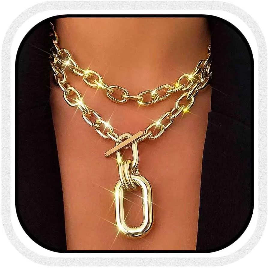 Chunky Choker Necklace Thick Layered Necklace Chain for Women