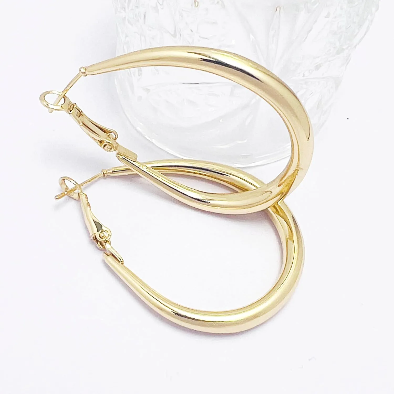 Classic Oval Hoop Earrings, Available in Gold and Silver Tone