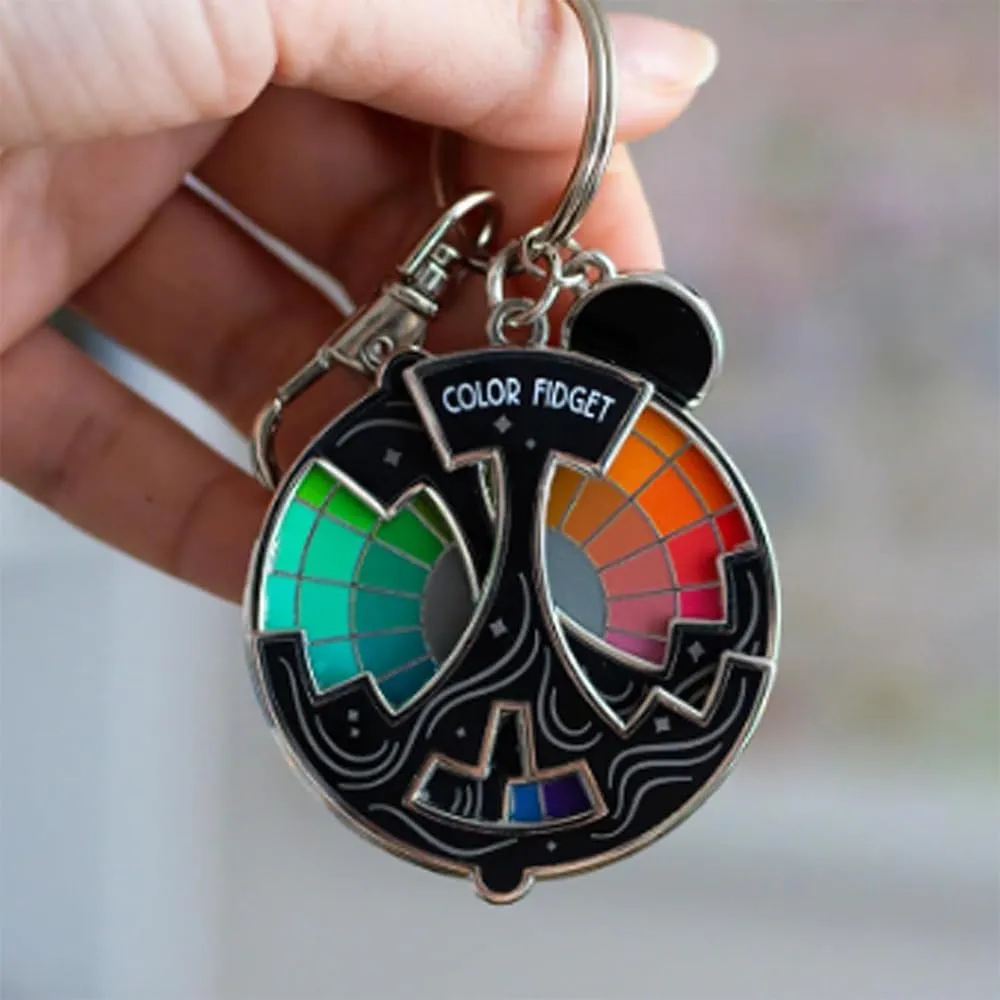Color Fidget Enamel Pin, 20-Hue Colo r Wheel Spinner, Creative Color Fidget Wheel Lapel Pins Relieve Stress, Quickly Identify Tonal Relationships
